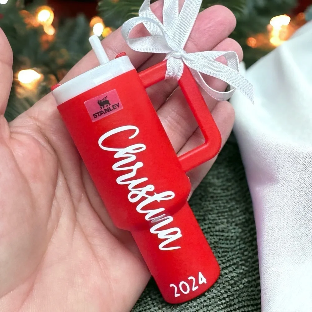Personalized Christmas Ornaments: Mini Stanley Cup Ornaments. Cash Holder.